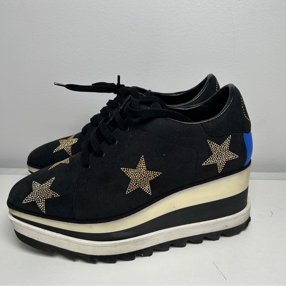 Stella McCartney size 36 Black Faux Suede Elyse Platform Lace Up Sneakers - Picture 2 of 9